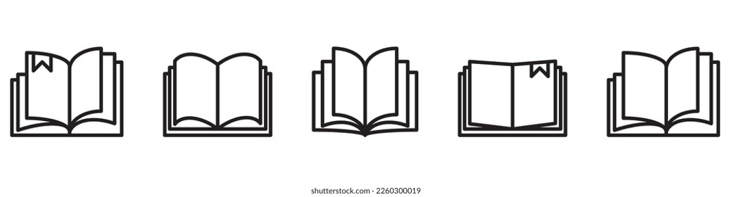 Book icons set, isolated on white background, vector illustration.