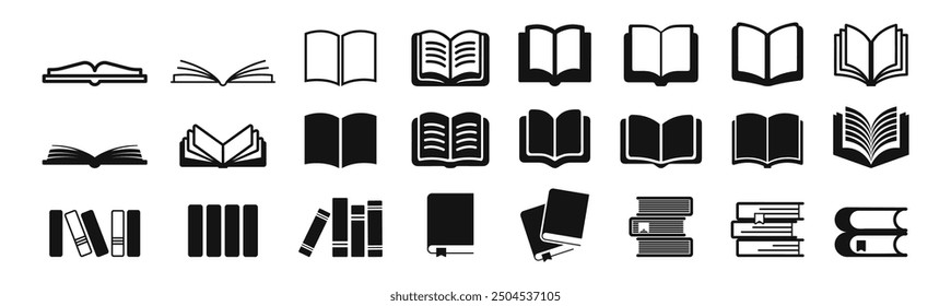 Book icons set isolated on transparent background. Simple book symbol