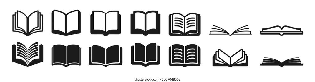 Conjunto de iconos de libro aislados sobre fondo transparente. Símbolo de libro simple