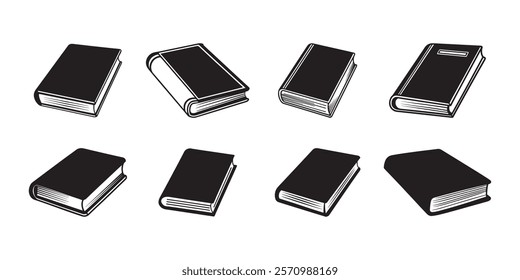 Book icons set isolated on white background. Text book icons collection.