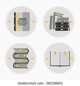 Book icons set in isometric style for any design. School books isolated on white background. Encyclopedia set vector illustration