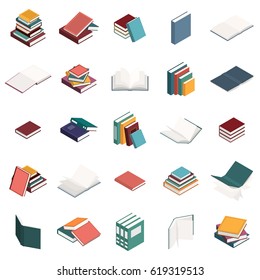 Book icons set In Isometric Style Isolated On White Background. Created For Mobile, Web, Decor, Print Products, Application