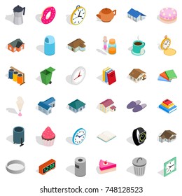 Book icons set. Isometric style of 36 book vector icons for web isolated on white background
