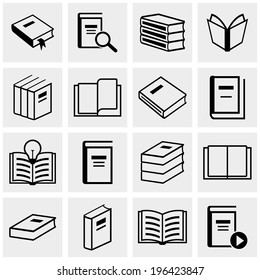 Book icons set on gray