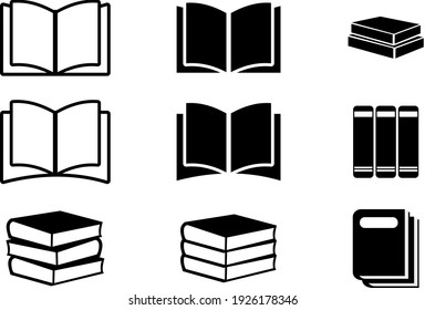 Book Icons Set, Book Icons Set on Isolated White Background