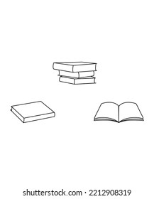 Book Icons Set, Book Icons Set on Isolated White Background. Perfect for coloring book, textiles, icon, web, painting, books, t-shirt print. 