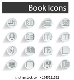 Book  icons set on white background. Creative idea design use for your project. Flat vector illustration use for template, web page, brochure or mobile app. 