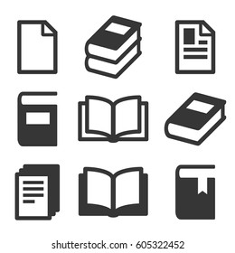 Book Icons Set on White Background. Vector