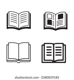 Book icons set. Open book icon. Ebook icon for app. Editable stroke line icons. Vector illustration.