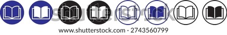 Book icons set. open book icon pictogram set illustration. open book icon silhouette vector designs. Editable Strokes. Open book flat icon vector collection for learning library and reading apps