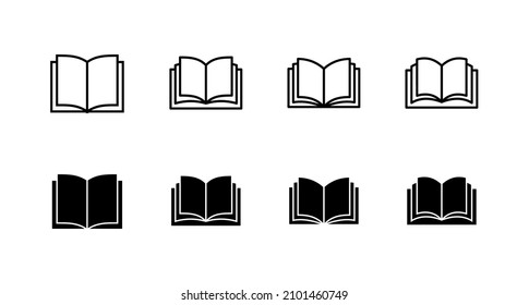 Book icons set. open book sign and symbol. ebook icon