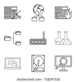 Book icons set. Outline set of 9 book vector icons for web isolated on white background