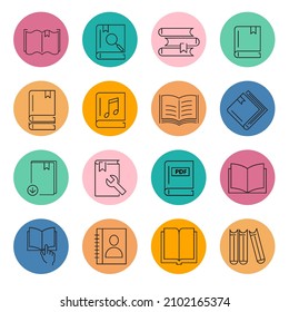 book icons set . book pack symbol vector elements for infographic web