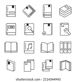 Book icons set . Book pack symbol vector elements for infographic web