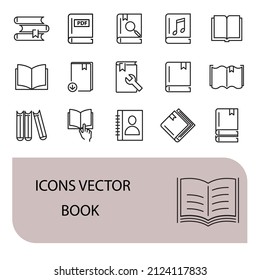 book icons set . book pack symbol vector elements for infographic web