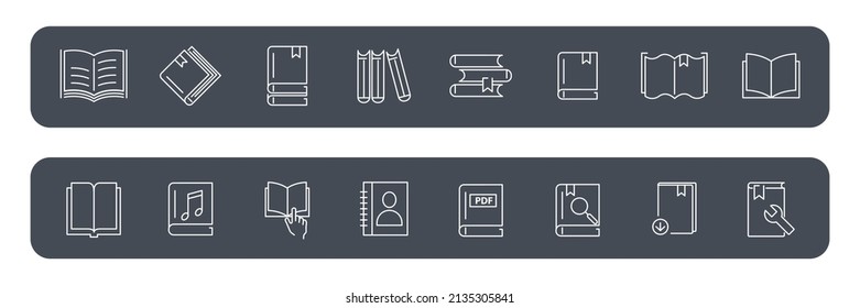 book icons set . book pack symbol vector elements for infographic web