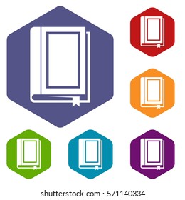Book icons set rhombus in different colors isolated on white background