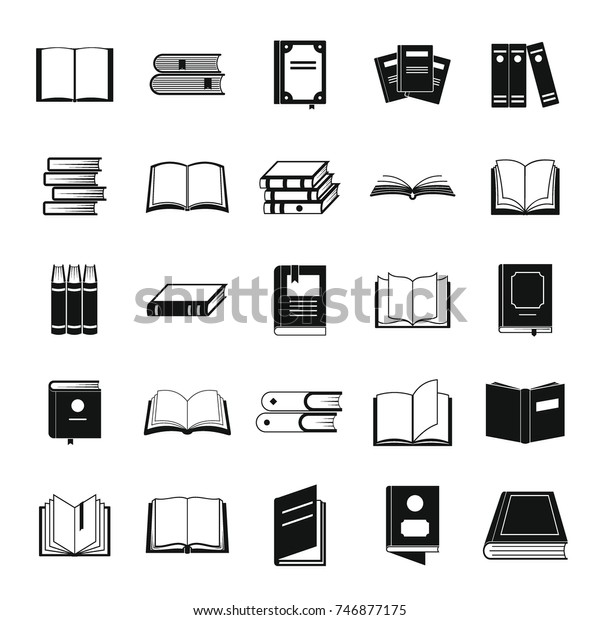 本のアイコンセット ウェブ用の25冊の本のベクター画像アイコンの簡単なイラスト のベクター画像素材 ロイヤリティフリー Shutterstock