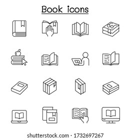 Book icons set in thin line style
