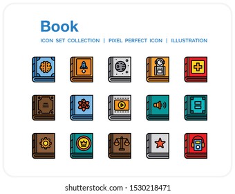 Book Icons Set. UI Pixel Perfect Well-crafted Vector Thin Line Icons. The illustrations are a vector.