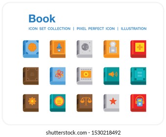 Book Icons Set. UI Pixel Perfect Well-crafted Vector Thin Line Icons. The illustrations are a vector.