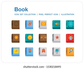 Book Icons Set. UI Pixel Perfect Well-crafted Vector Thin Line Icons. The illustrations are a vector.