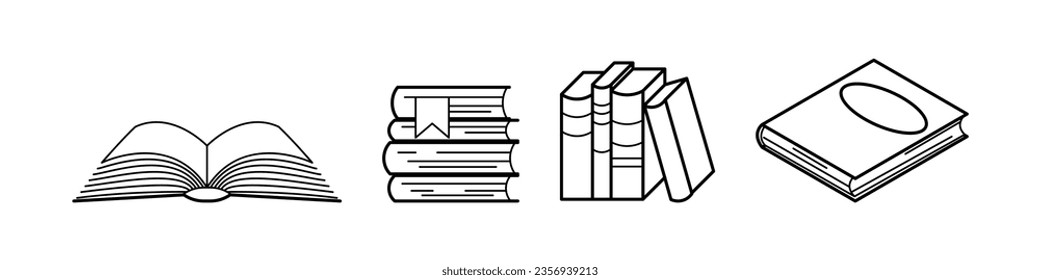 Book icons set. Vector illustration