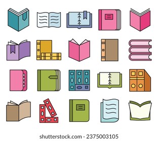 book icons set vector illustration