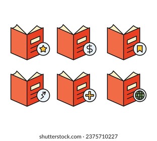 book icons set vector illustration