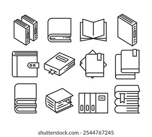 book icons set vector illustration