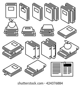 Book icons set vector illustration. Simple outline style design. Education symbols.