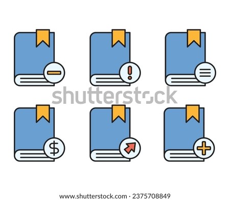 book icons set vector illustration