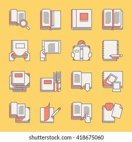 book icons set, vector illustrations