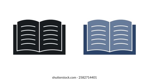 Book icons set vectors black and colored style