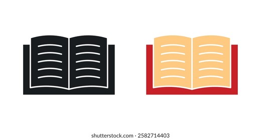 Book icons set vectors black and colored style