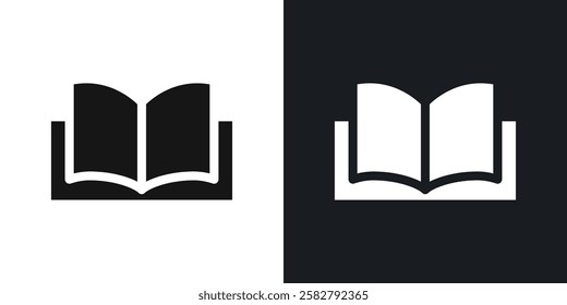 Book icons set vectors black and colored style