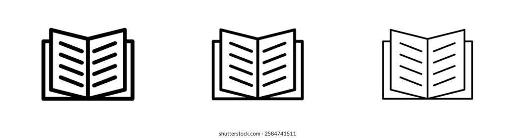 Book icons in three different stroke lines