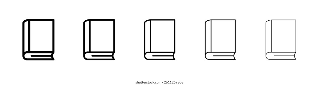 Book icons vector set in different stroke line style