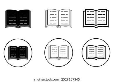 Ícones de livro, conjunto de vetores. Silhueta de livro, revista, e-book e muito mais. Abra o vetor de livro, ícone, sinal e símbolo. Design de símbolo de livro simples para logotipo, aplicativo, site. Ilustração vetorial.