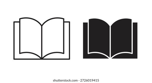 Símbolo de Vector de iconos de libro con trazo editable y versiones planas