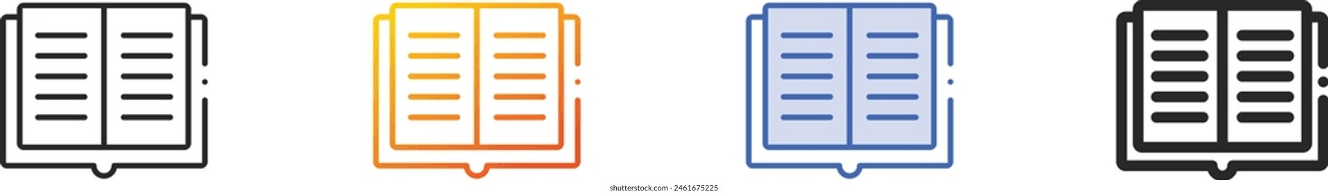 book icon.Thin Linear, Gradient, Blue Stroke and bold Style Design Isolated On White Background
