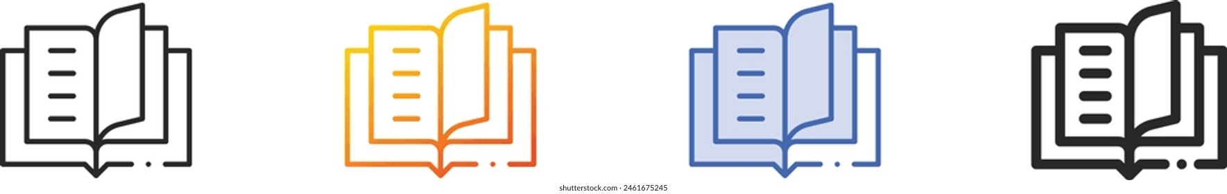 book icon.Thin Linear, Gradient, Blue Stroke and bold Style Design Isolated On White Background