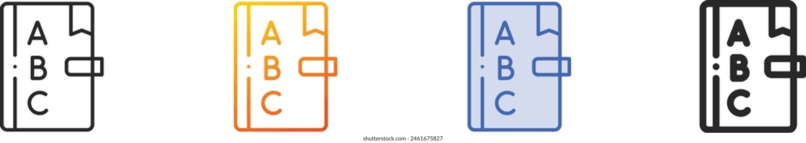 book icon.Thin Linear, Gradient, Blue Stroke and bold Style Design Isolated On White Background