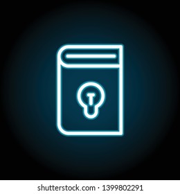 book, idea neon icon. Simple thin line, outline vector of Book icons for UI and UX, website or mobile application on dark blue gradient background