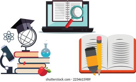 Book Idea School Education Learning Flat Style