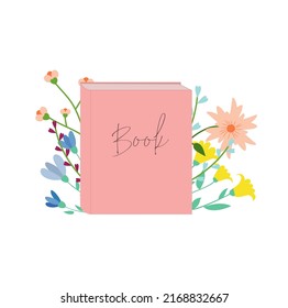 Book illustration. Flat illustration reading theme. Pink diary.