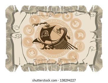 Book illustration with Greek ornaments, 2, vector