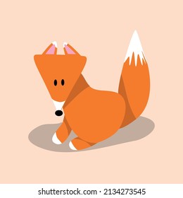 book illustration, image of a charming little sitting fox. children's cheerful, kind, illustration. original red fox