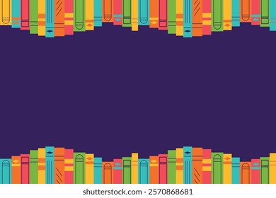 Book illustration. Literary background with copy space in flat style. Concepts for web banner, poster, advertising. Vector illustration, EPS 10.	