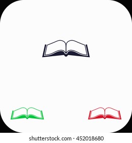 Book Illustration set. Blue, green, red icon.